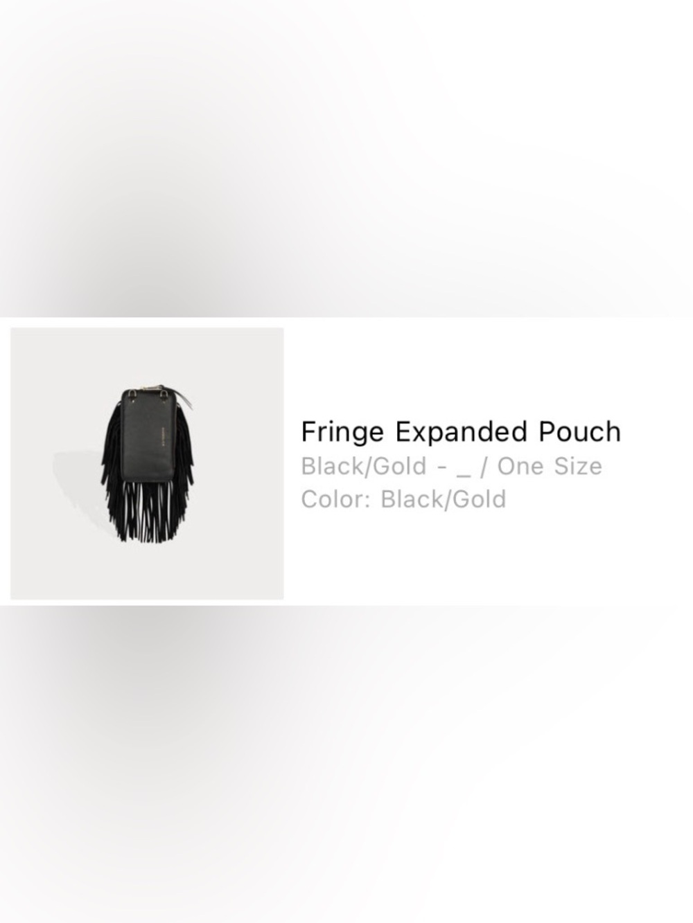Bandolier Black Leather Fringe Pouch with Gold Zip - Picture 5 of 5